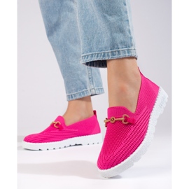 Slip on mujer tejido Shelovet fucsia rosado 2