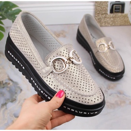 Slip-on cómodos piel calados oro S.Barski LR27750 dorado 4