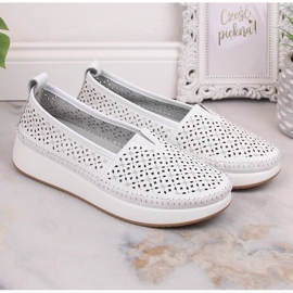 Filippo DP4555 slip-on de cuero calado blanco 3