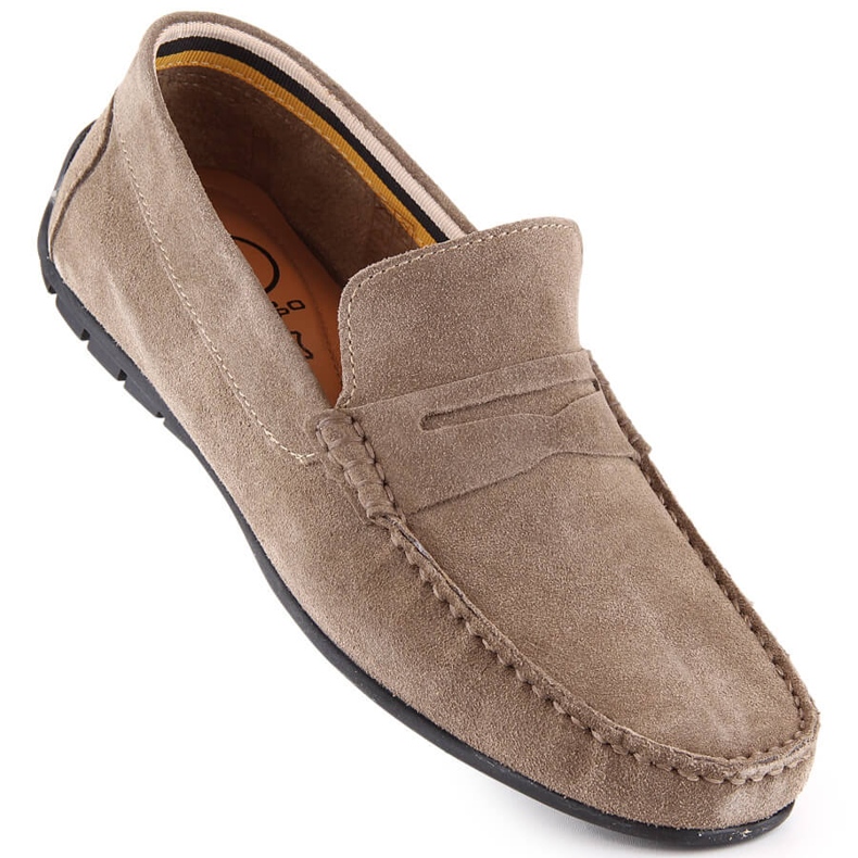 Mocasines hombre piel ante Mocasines Filippo MP921 taupe beige 1