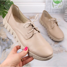 Zapatos cómodos de piel para mujer beige claro Helios 417 5