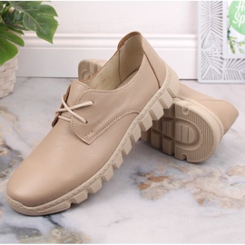 Zapatos cómodos de piel para mujer beige claro Helios 417 8