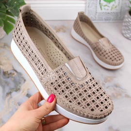 Zapatos mujer calados con elástico beige T.Sokolski VU85LAS 5