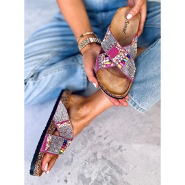 Chanclas de corcho con cuentas Rezai Fucsia rosado 5