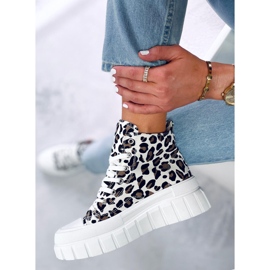 Zapatillas altas Lion Leopard con estampado de leopardo blanco 3