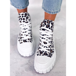 Zapatillas altas Lion Leopard con estampado de leopardo blanco 5