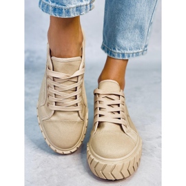 PA1 Deportivas de mujer con plataforma Hampton Khaki beige 1