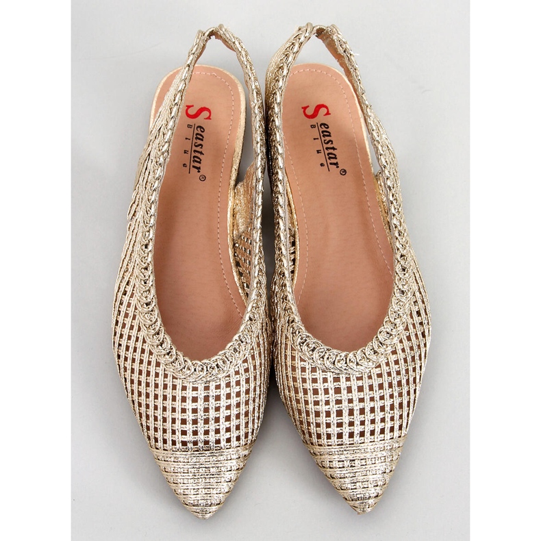 PA1 Bailarinas Tacón Abierto Calado Dorado Grazia 1