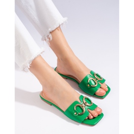 Chanclas verdes elegantes con hebilla Shelovet 2