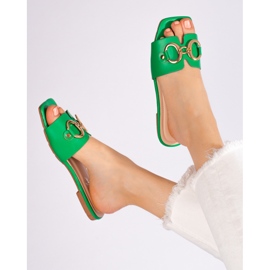 Chanclas verdes elegantes con hebilla Shelovet 1