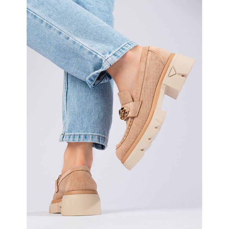 Mocasín ante cadena Shelovet beige 2