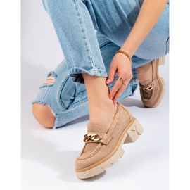 Mocasín ante cadena Shelovet beige 3