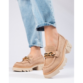 Mocasín ante cadena Shelovet beige 4