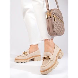 Mocasines Shelovet de ante con cadena beige claro 1 Mocasines Shelovet de ante con cadena beige claro 1