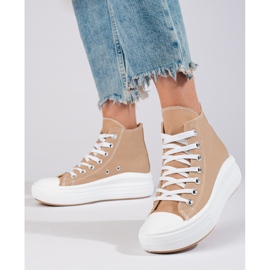 Deportivas plataforma alta Shelovet beige 2