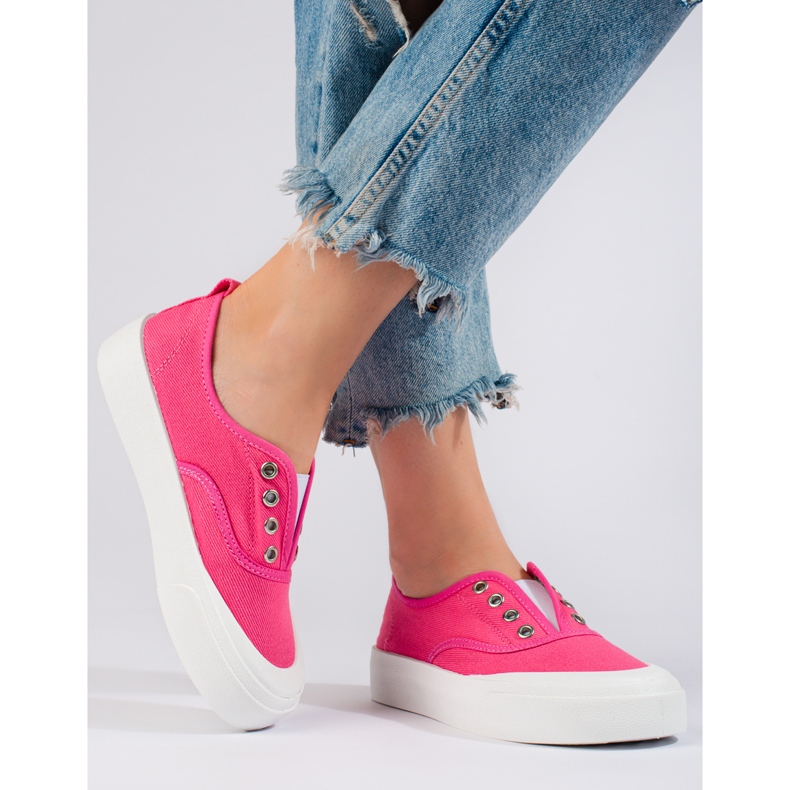 Zapatillas slip-on con plataforma rosas de Shelovet rosado 2