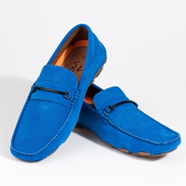 Mocasines de hombre en ante azul de Shelovet 1