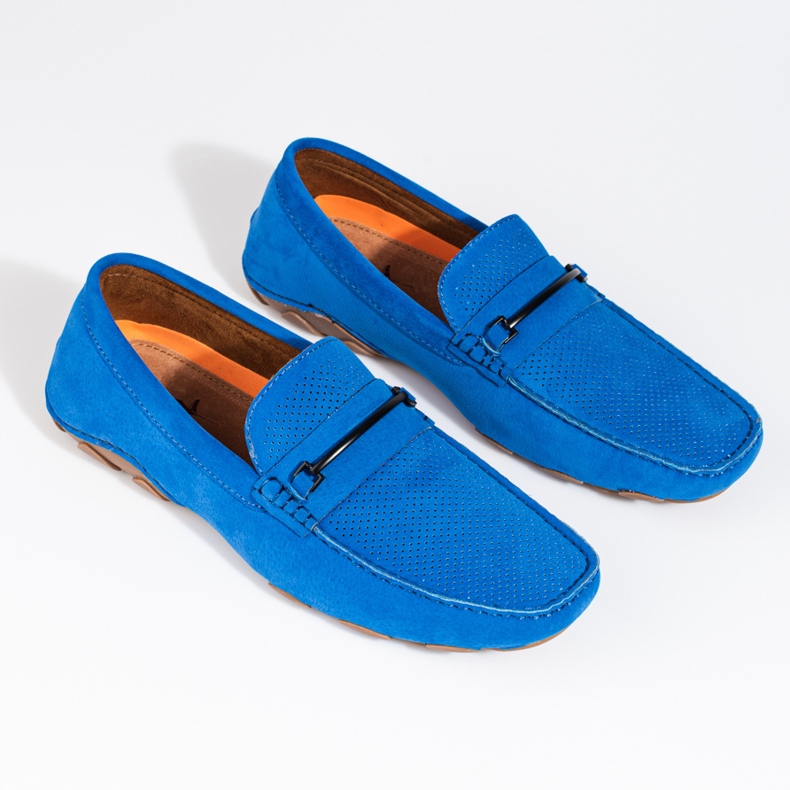 Mocasines de hombre en ante azul de Shelovet 2