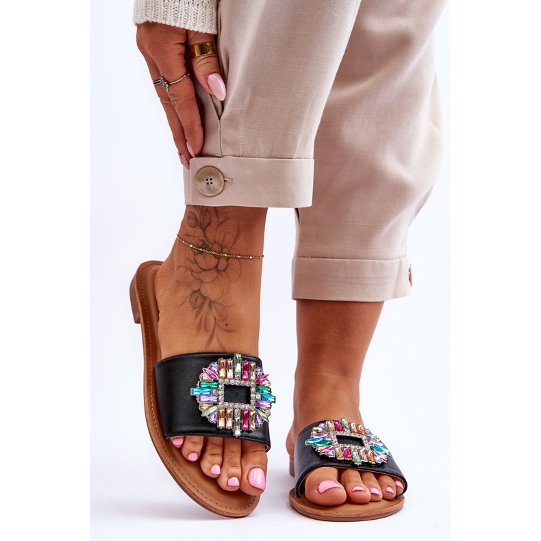 Pantuflas De Mujer De Moda Con Decoración Negro Halsey 2
