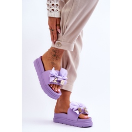 PE1 Pantuflas Con Lazo Y Peluche Decorativo Morado Suzy violeta 7
