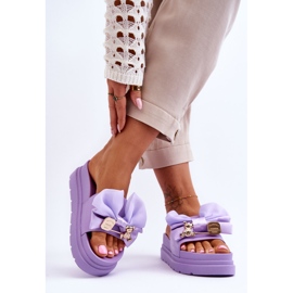 PE1 Pantuflas Con Lazo Y Peluche Decorativo Morado Suzy violeta 3