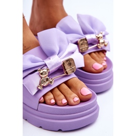 PE1 Pantuflas Con Lazo Y Peluche Decorativo Morado Suzy violeta 6