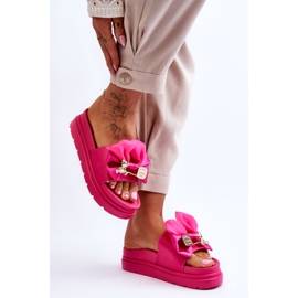 PE1 Pantuflas Con Lazo Y Oso Decorativo Fucsia Suzy rosado 7