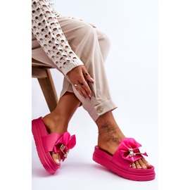 PE1 Pantuflas Con Lazo Y Oso Decorativo Fucsia Suzy rosado 8