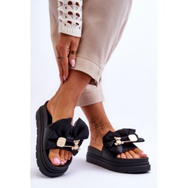 PE1 Pantuflas Con Lazo Y Osito Decorativo Negro Suzy 3