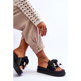 PE1 Pantuflas Con Lazo Y Osito Decorativo Negro Suzy 7