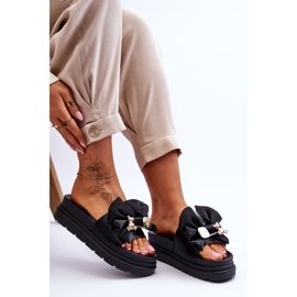 PE1 Pantuflas Con Lazo Y Osito Decorativo Negro Suzy 8