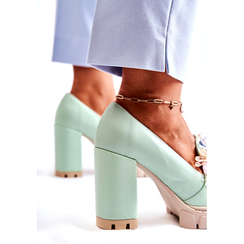 Inna Bombas para mujeres con un adorno verde liso 3