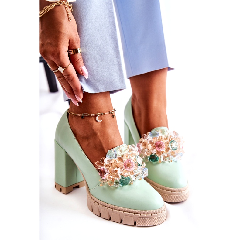 Inna Bombas para mujeres con un adorno verde liso 4