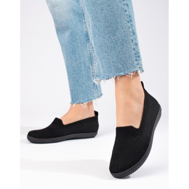Shelovet zapatillas slip-on de mujer en tejido negro 1