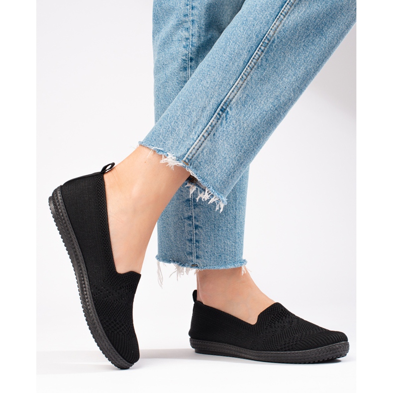 Shelovet zapatillas slip-on de mujer en tejido negro 2