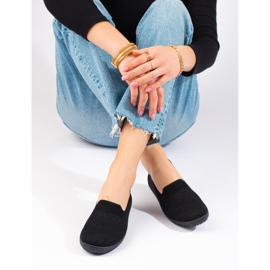Shelovet zapatillas slip-on de mujer en tejido negro 3