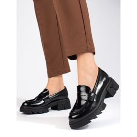 Mocasines plataforma Shelovet clásicos negros 3