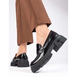 Mocasines plataforma Shelovet clásicos negros 1