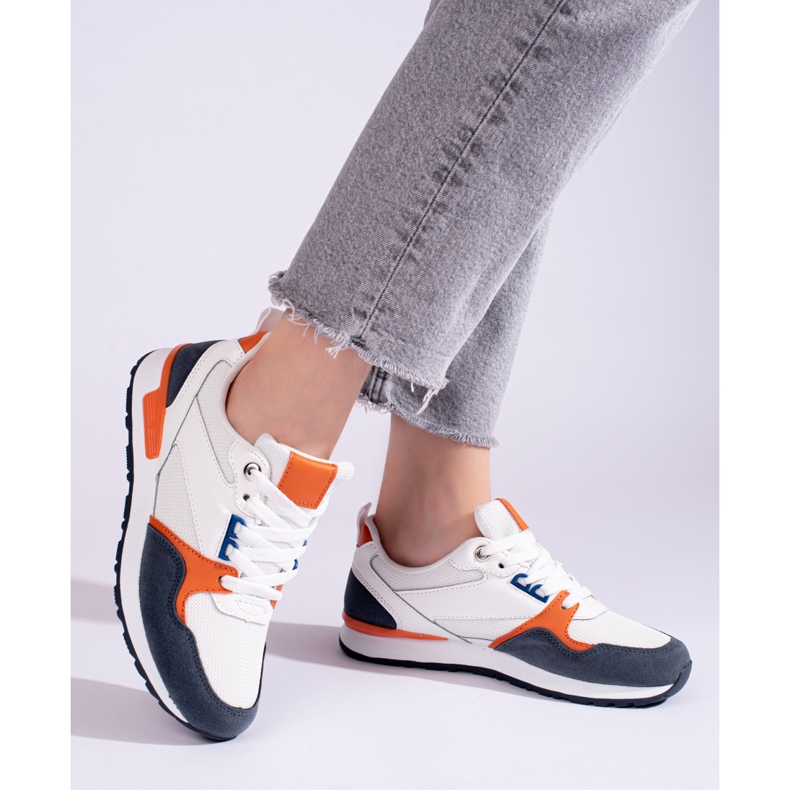 Deportivas mujer Shelovet blanco y azul marino 2