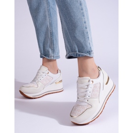 Deportivas mujer cuña Shelovet crema beige 3