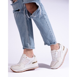 Deportivas mujer cuña Shelovet crema beige 2