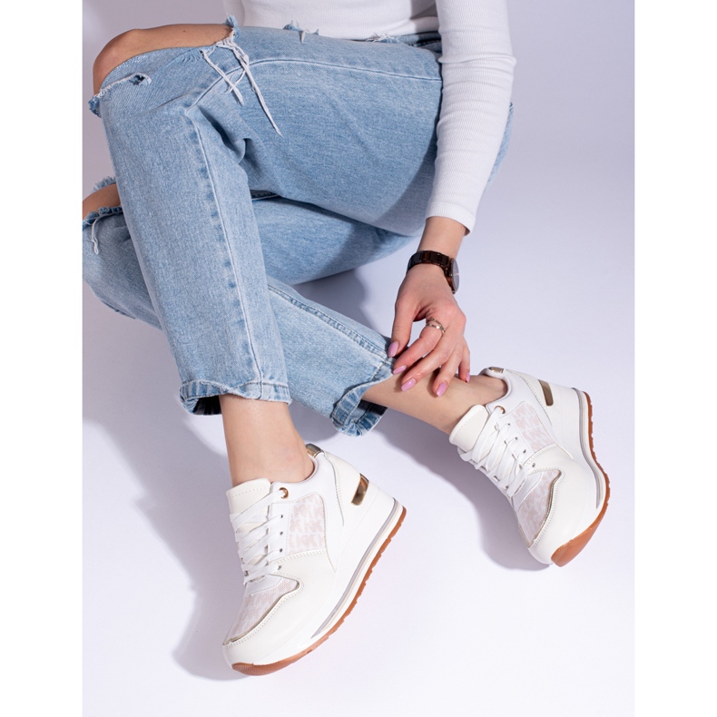 Deportivas mujer cuña Shelovet crema beige 1