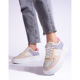 Zapatillas multicolores sobre una gruesa plataforma Shelovet. beige 3