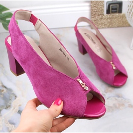 M. DASZYŃSKI Sandalias slip-on de ante fucsia M.Daszyński SA169-6 rosado 1