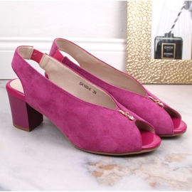 M. DASZYŃSKI Sandalias slip-on de ante fucsia M.Daszyński SA169-6 rosado 2