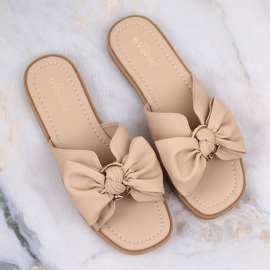 Sandalias planas de mujer con lazo beige eVento 5479 4