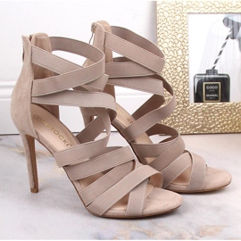 Sandalias mujer tacón ante beige Potocki LE20016 2