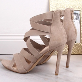 Sandalias mujer tacón ante beige Potocki LE20016 3