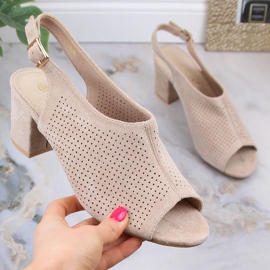 Sandalias mujer caladas en ante beige Potocki LE20003 1 Sandalias mujer caladas en ante beige Potocki LE20003 1