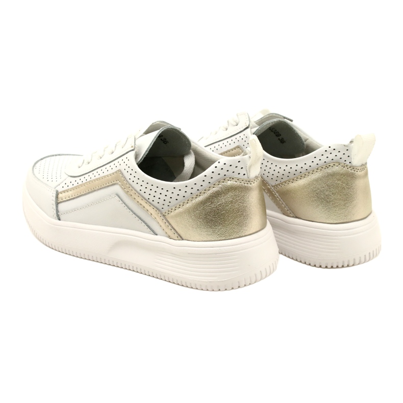 Sneakers de cuero con cordones en blanco y dorado Evento 23PB08-5389 7